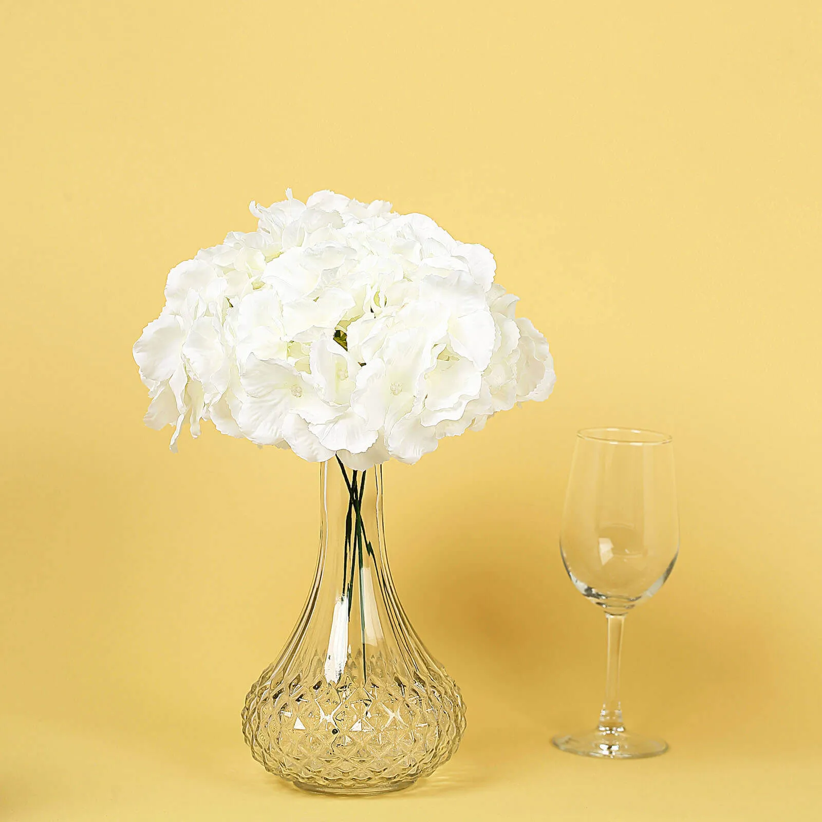 10 Flower Head and Stems Cream Artificial Satin Hydrangeas, DIY Arrangement
