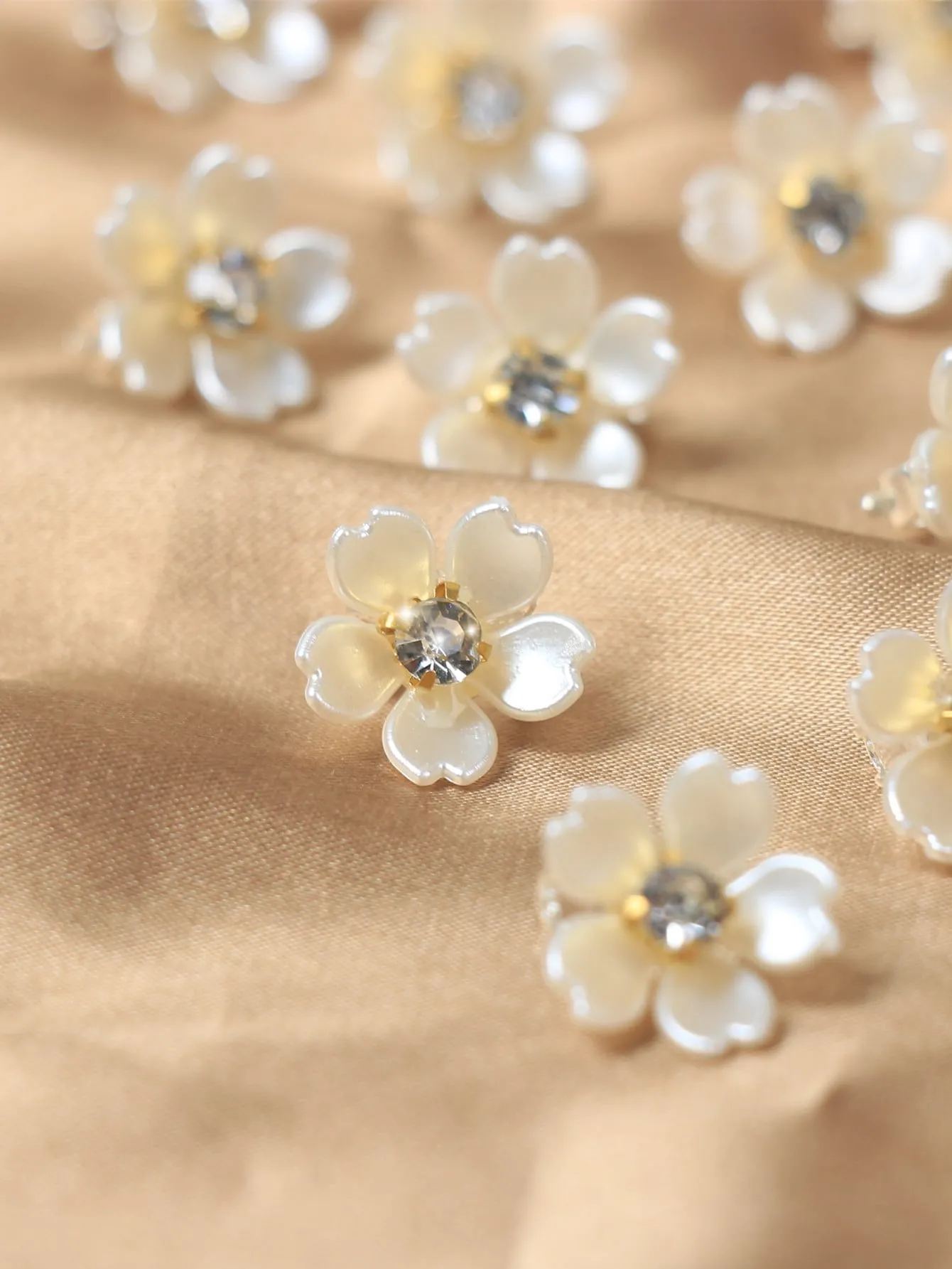 10pcs Rhinestone & Flower Decor Hair Ring SD