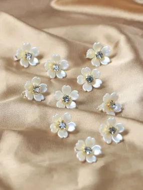 10pcs Rhinestone & Flower Decor Hair Ring SD