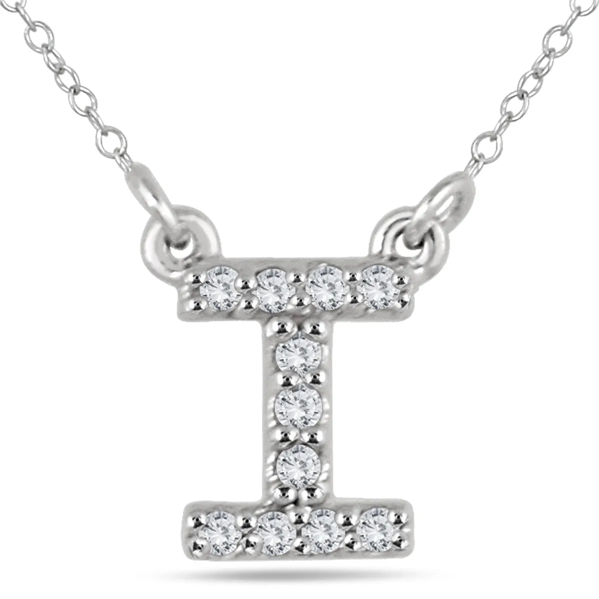 1/10 Carat Tw I Initial Diamond Pendant In 10K White Gold