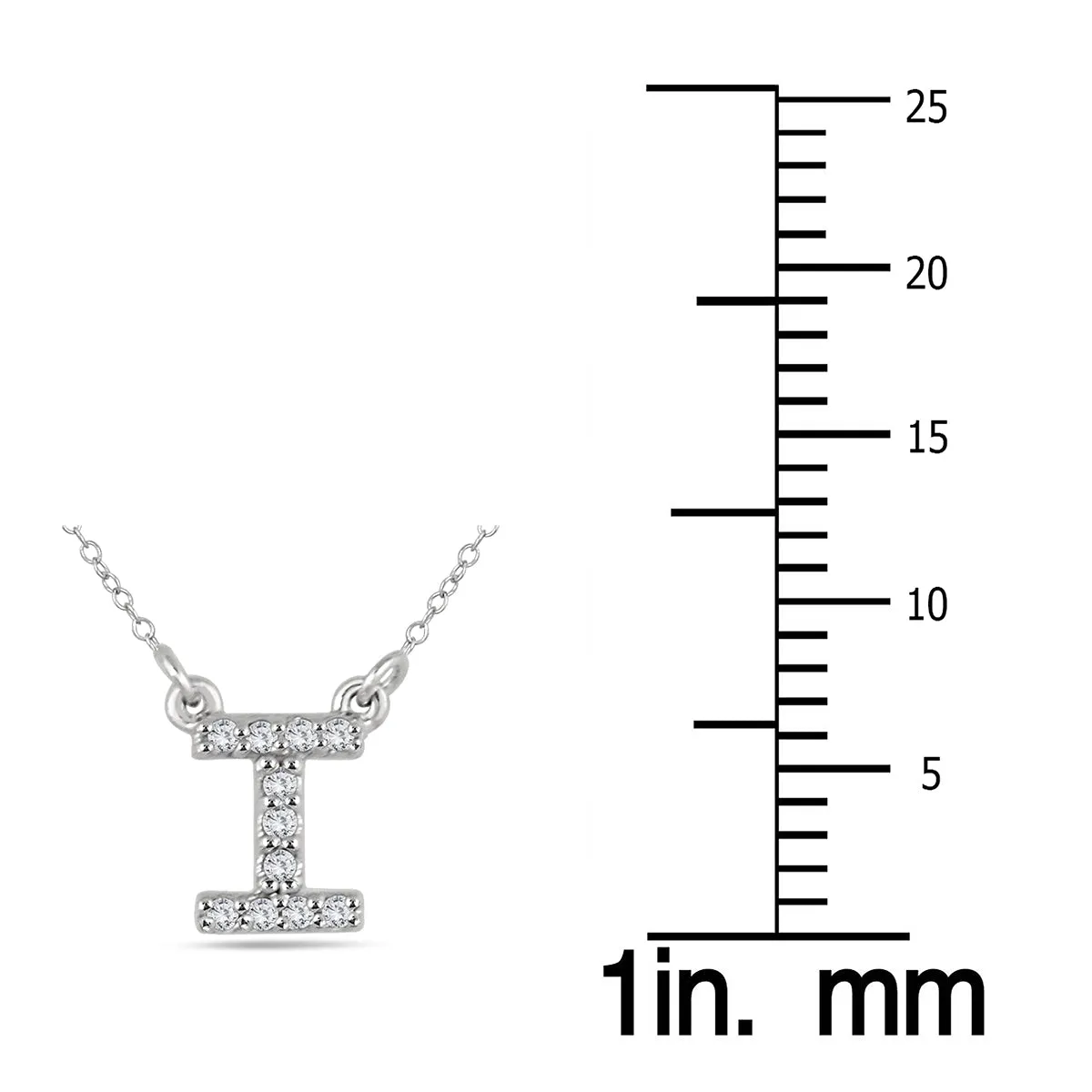 1/10 Carat Tw I Initial Diamond Pendant In 10K White Gold
