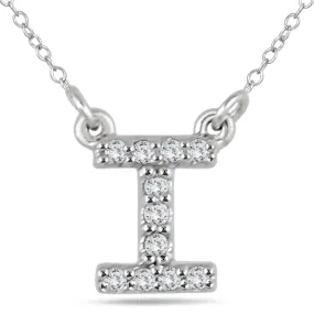 1/10 Carat Tw I Initial Diamond Pendant In 10K White Gold