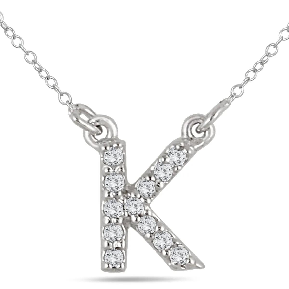 1/10 Carat Tw K Initial Diamond Pendant In 10K White Gold