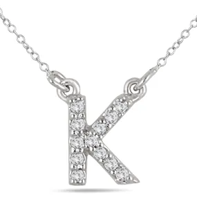 1/10 Carat Tw K Initial Diamond Pendant In 10K White Gold