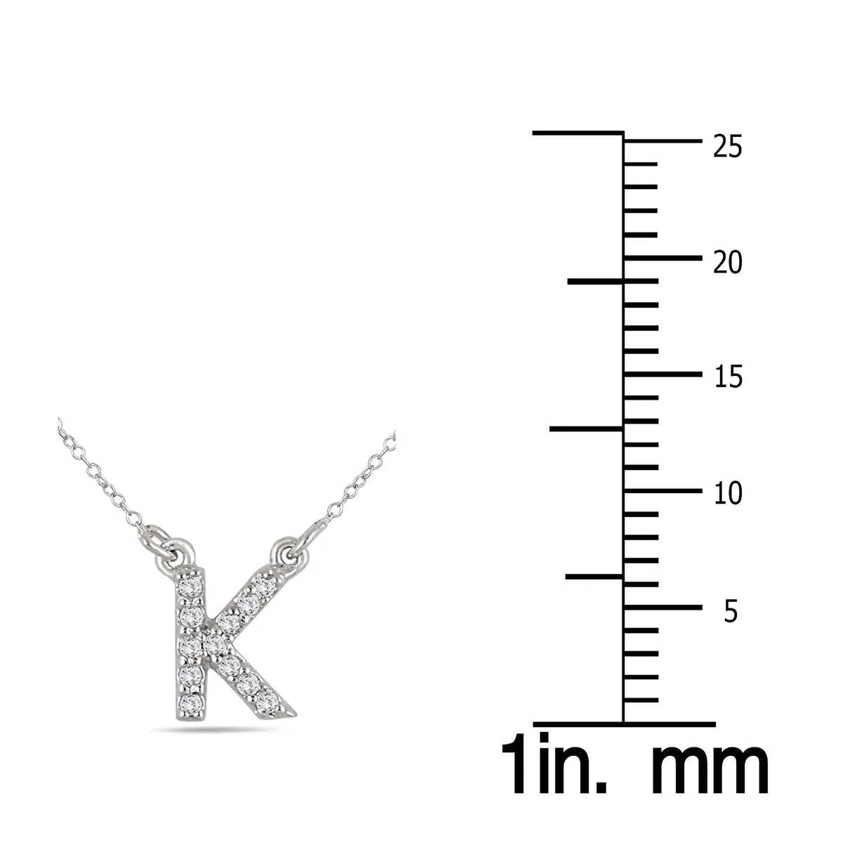 1/10 Carat Tw K Initial Diamond Pendant In 10K White Gold