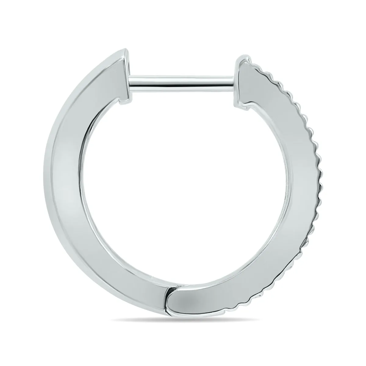 1/4 Carat Tw Small Diamond Channel Set Huggie Hoop Earrings In 10K White Gold