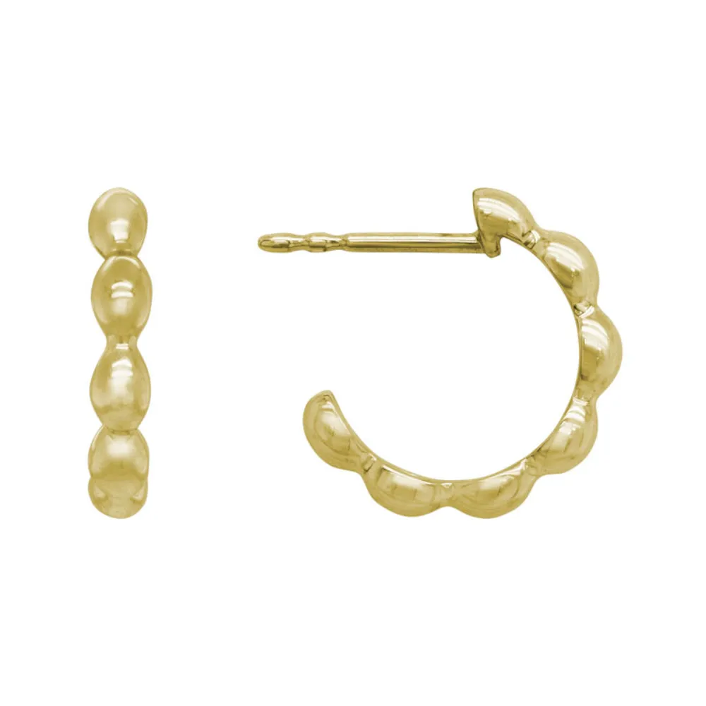 14k Gold Beaded Hoops
