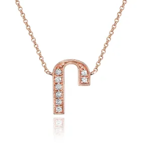 14K Rose Gold Armenian Initial Diamond Necklace