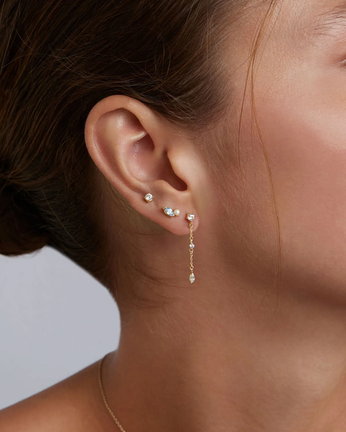 14k Solid Gold Water Drop Diamond Stud Earring