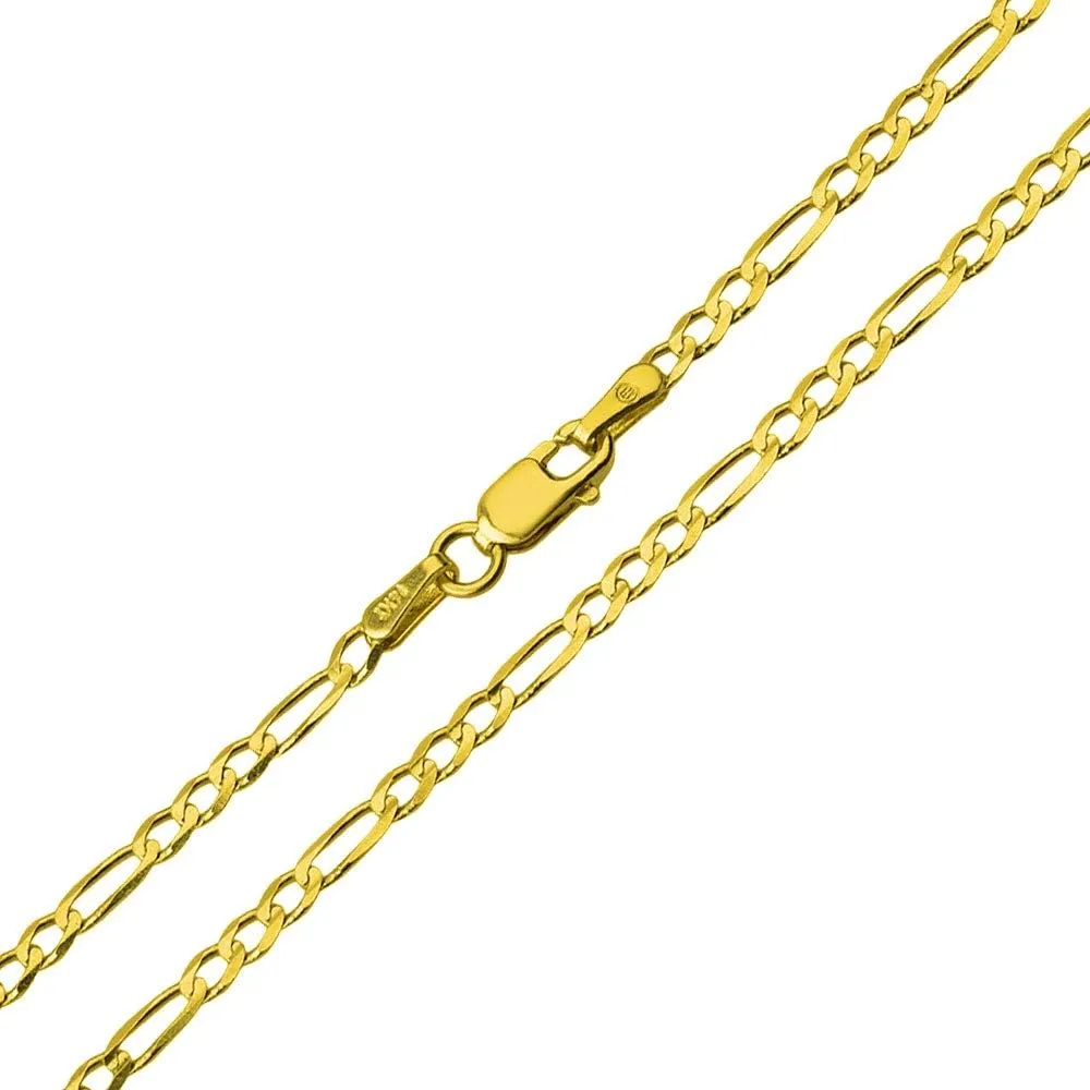 14k Two-Tone Gold Religious Crusaders Jerusalem Latin Plain Cross Pendant With Cable, Curb or Figaro Chain Necklace