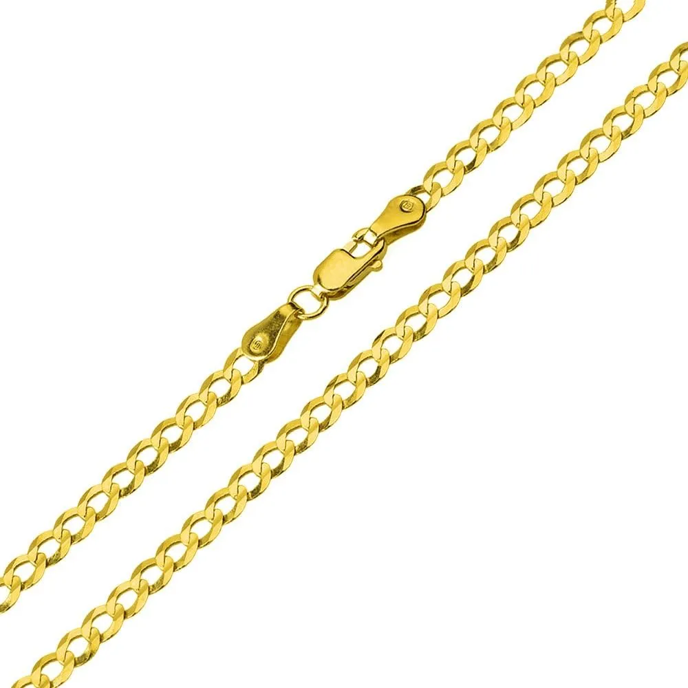 14k Two-Tone Gold Religious Crusaders Jerusalem Latin Plain Cross Pendant With Cable, Curb or Figaro Chain Necklace