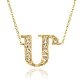 14K Yellow Gold Armenian Initial Diamond Necklace