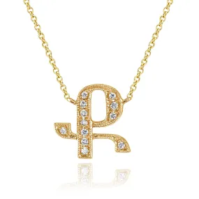 14K Yellow Gold Armenian Initial Diamond Necklace