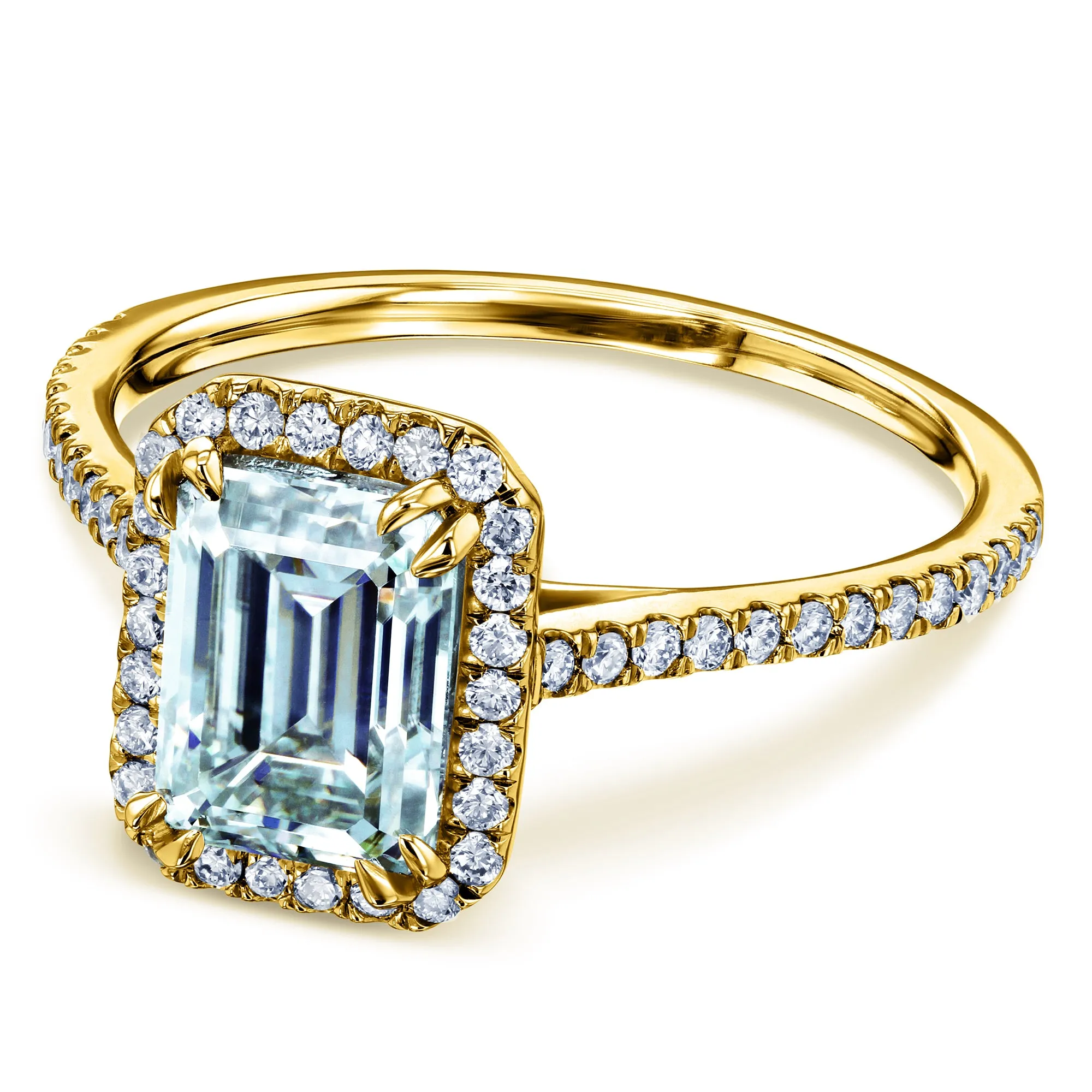 1.75ct Emerald Moissanite Ring- Moissanite & Natural Diamonds