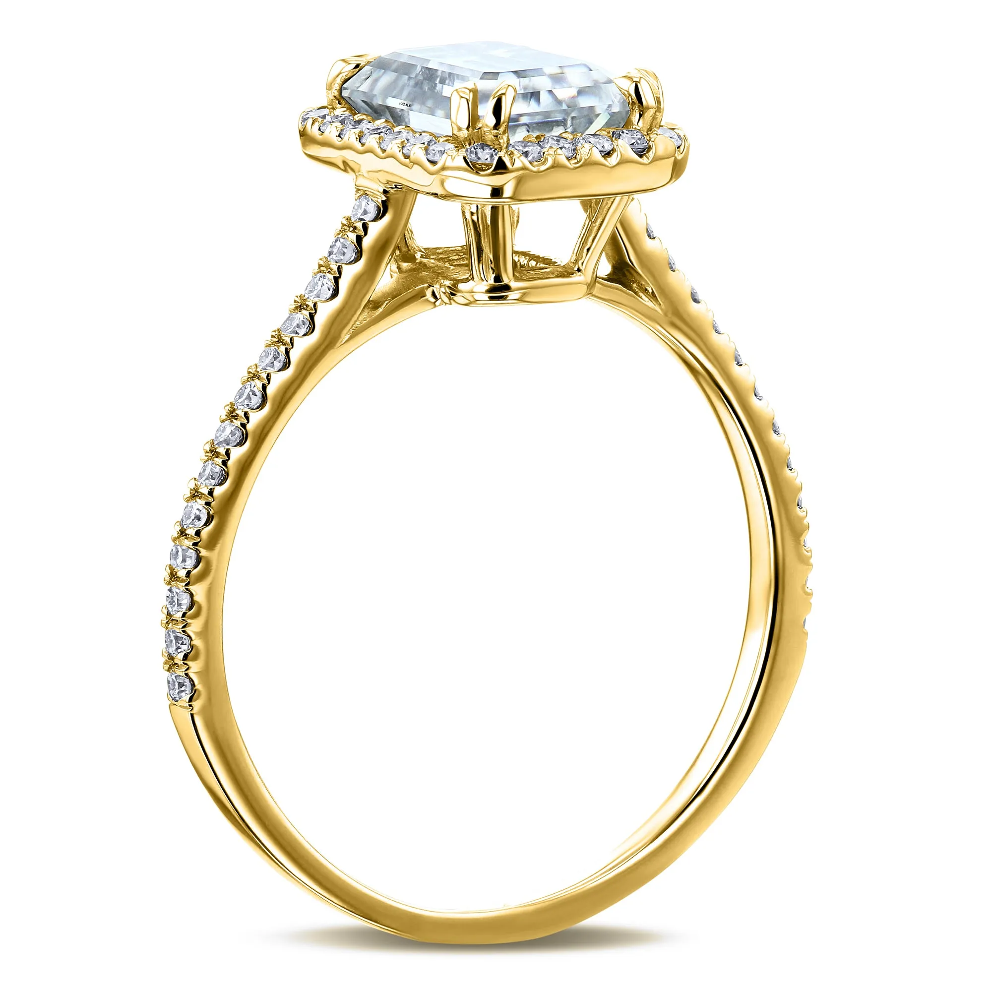 1.75ct Emerald Moissanite Ring- Moissanite & Natural Diamonds