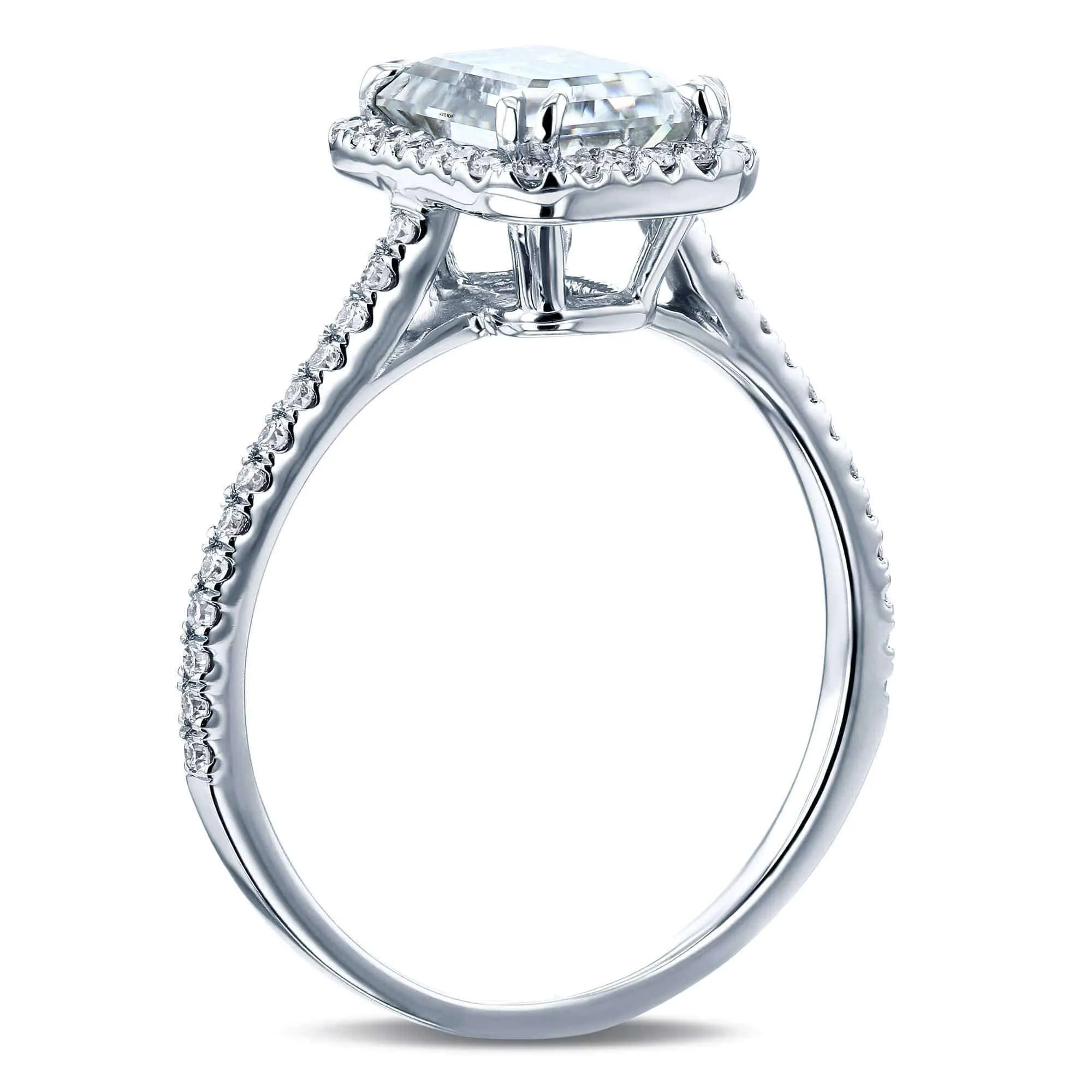 1.75ct Emerald Moissanite Ring- Moissanite & Natural Diamonds