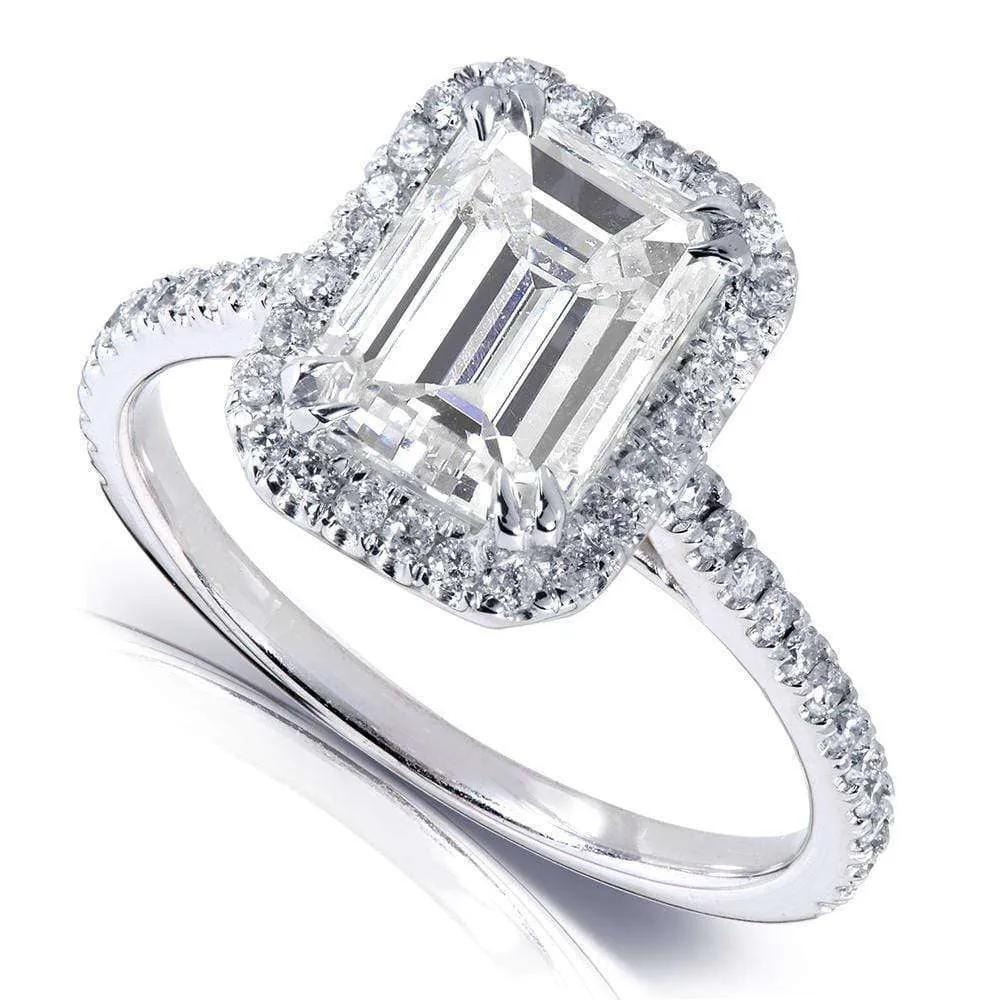 1.75ct Emerald Moissanite Ring- Moissanite & Natural Diamonds