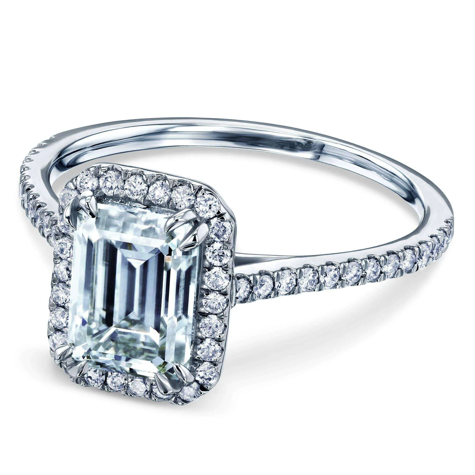 1.75ct Emerald Moissanite Ring- Moissanite & Natural Diamonds