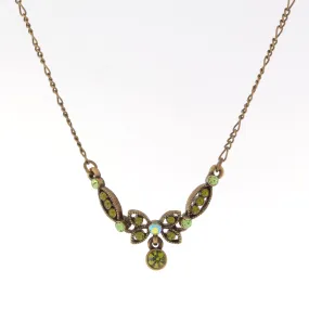 1928 Jewelry Butterfly Green Ab Crystal Pendant Necklace 16"   3" Extender