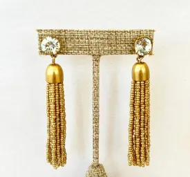 1990s signed J Crew gold beaded dangling style earrings.