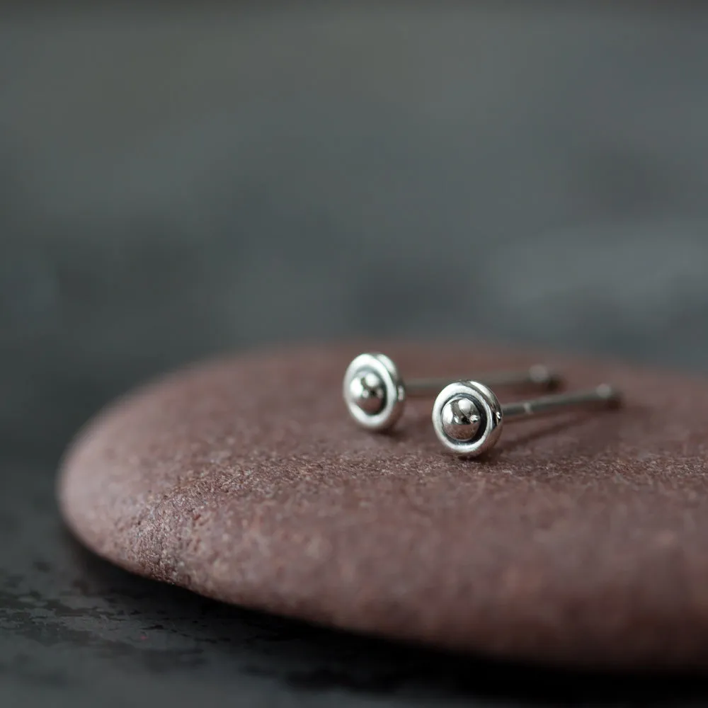 3mm Teeny Tiny Sterling Silver UFO Stud Earrings