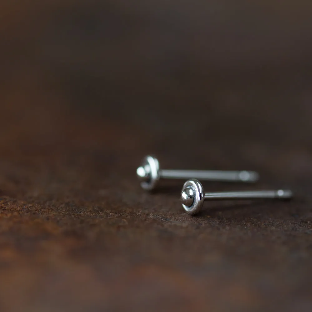3mm Teeny Tiny Sterling Silver UFO Stud Earrings