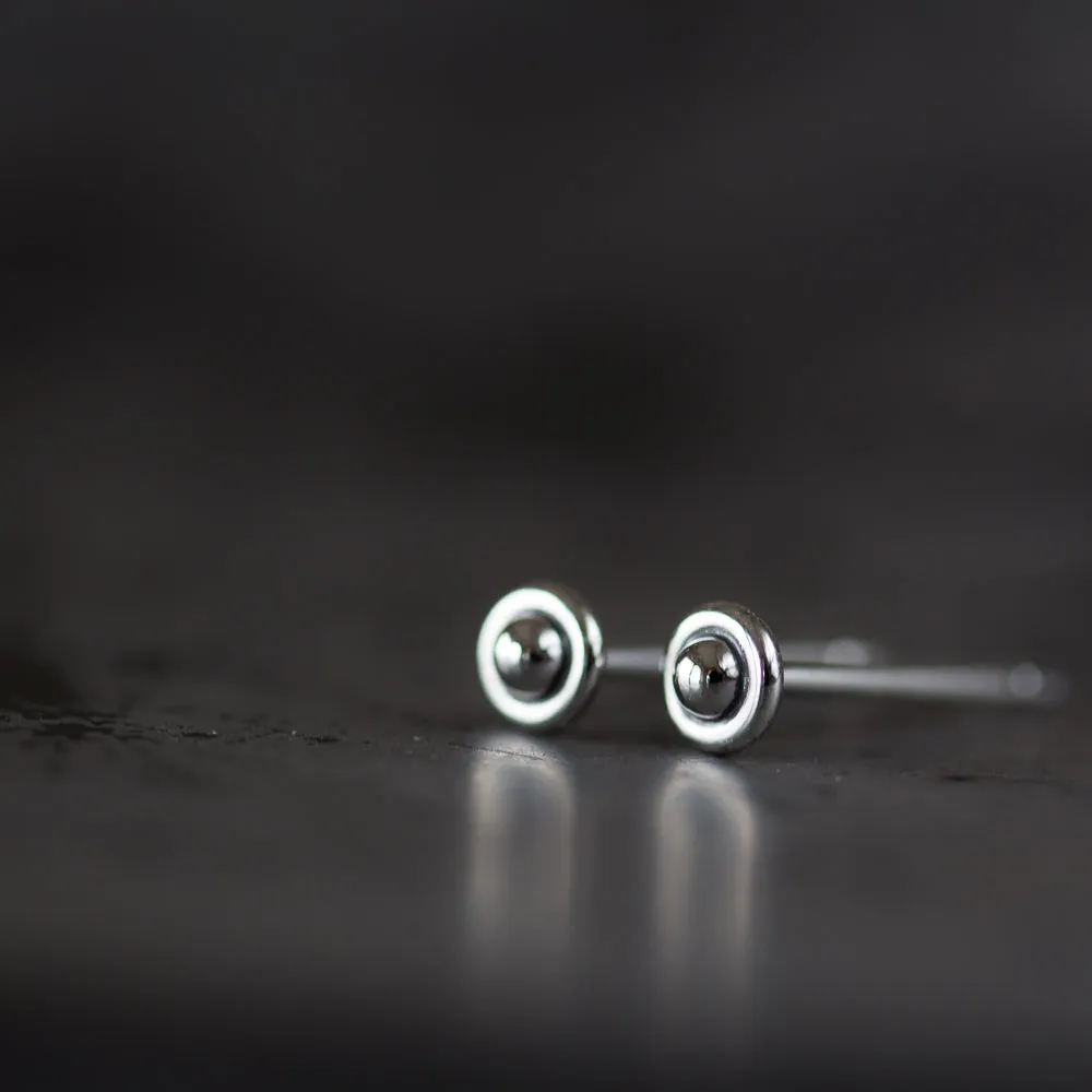 3mm Teeny Tiny Sterling Silver UFO Stud Earrings
