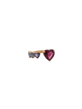 4.72ct Rhodolite Multi Color Sapphire 18K Gold Heart Bypass Ring