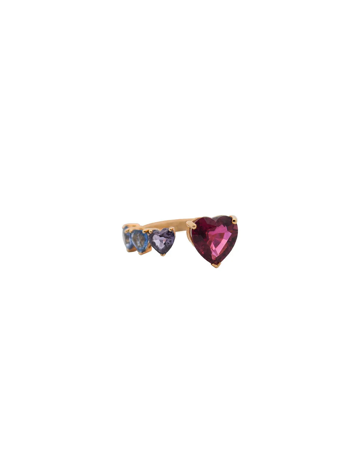 4.72ct Rhodolite Multi Color Sapphire 18K Gold Heart Bypass Ring