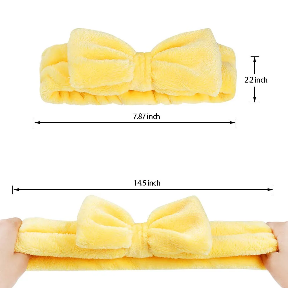8 Pack Spa Headband, Coral Fleece Makeup Headband Cosmetic Headband for Washing Face, Bow Headbands for Shower Terry Cloth Headbands for Women Facial Hair Band