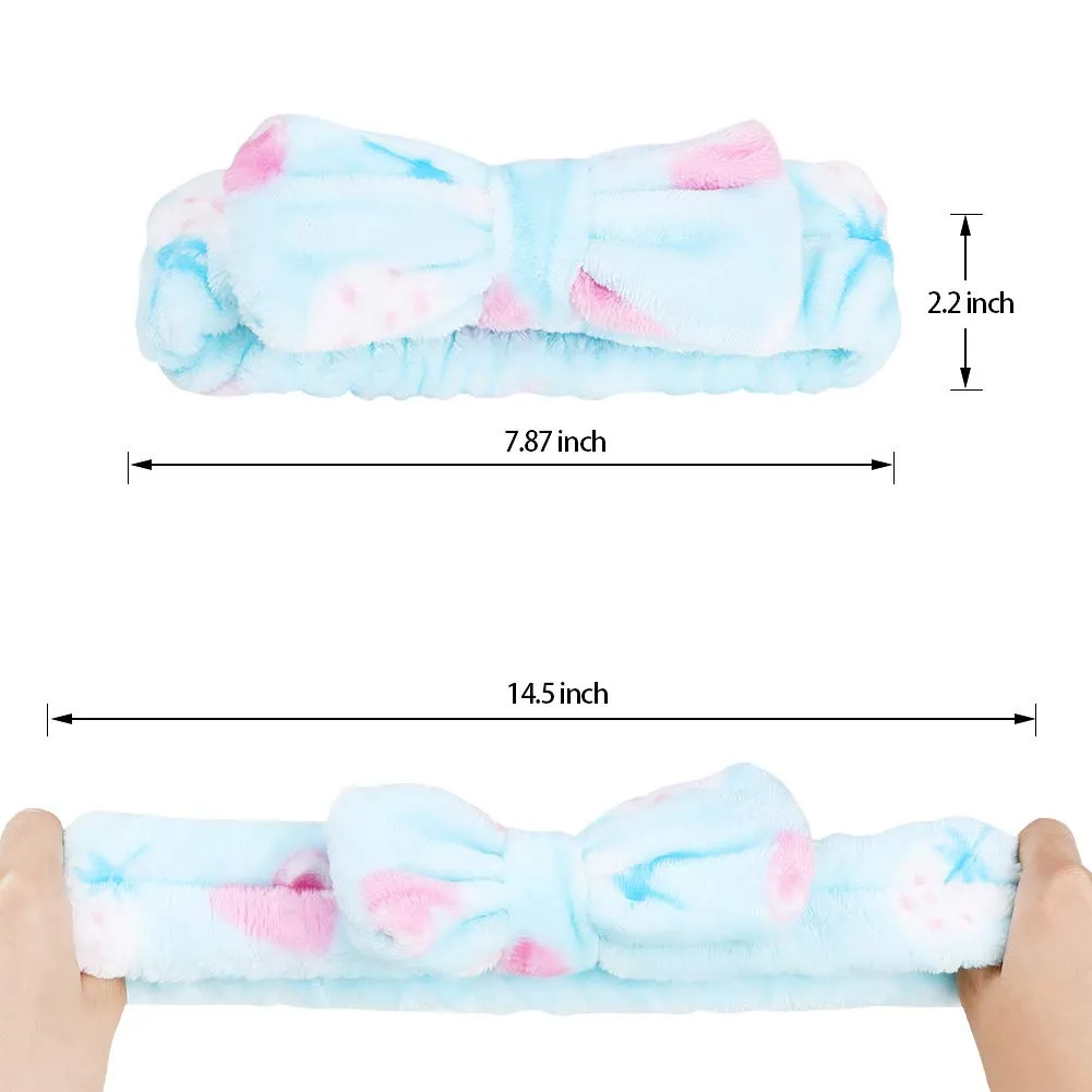 8 Pack Spa Headbands, Coral Fleece Makeup Bow Headbands, Terry Cloth Face Hair Bands for Women's Shower & Washing Face