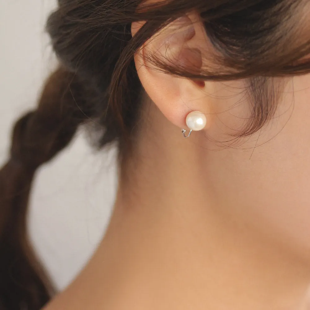 8mm Faux Pearl Invisible Clip On Earrings