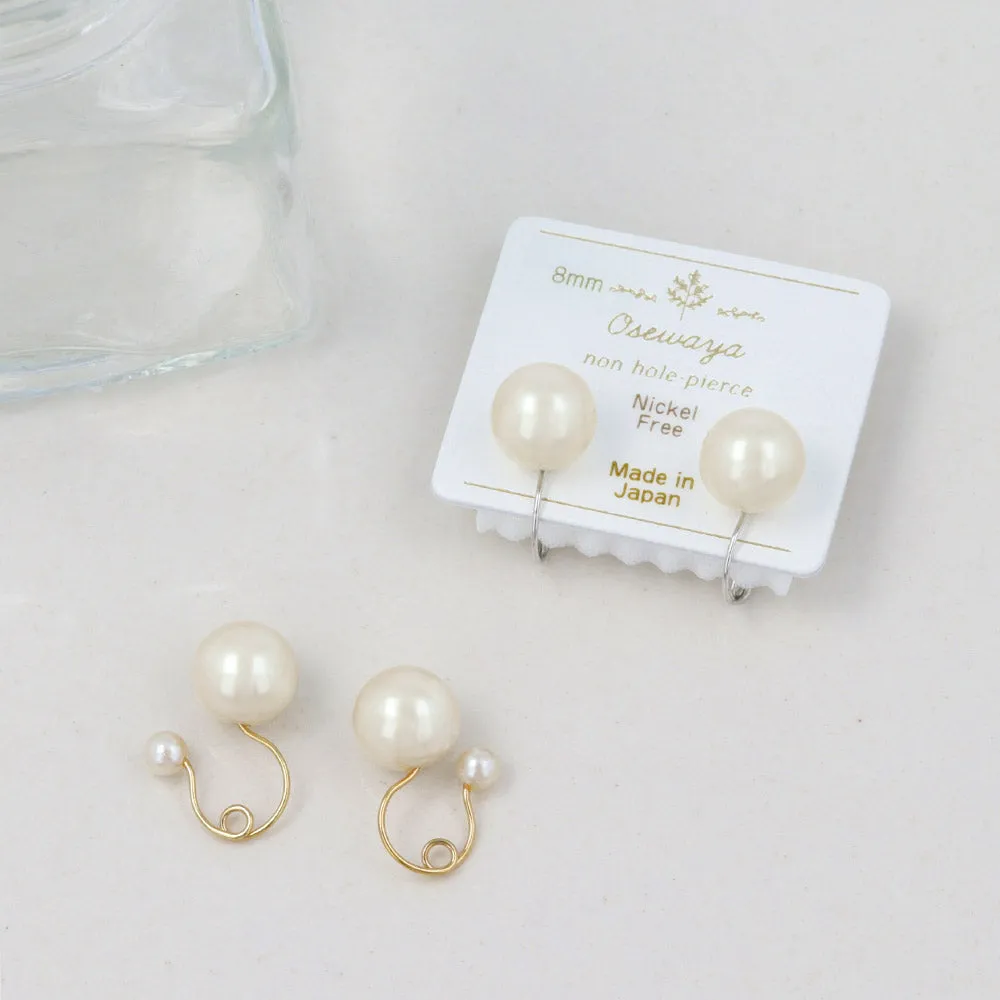 8mm Faux Pearl Invisible Clip On Earrings