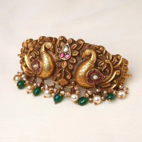 925 Silver Gold Plated Peacock Antique Choker