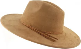 9.5CM Wide Brim Suede Tassel Top Hat Women Men Party Wedding Fedora Hat Panama Cap