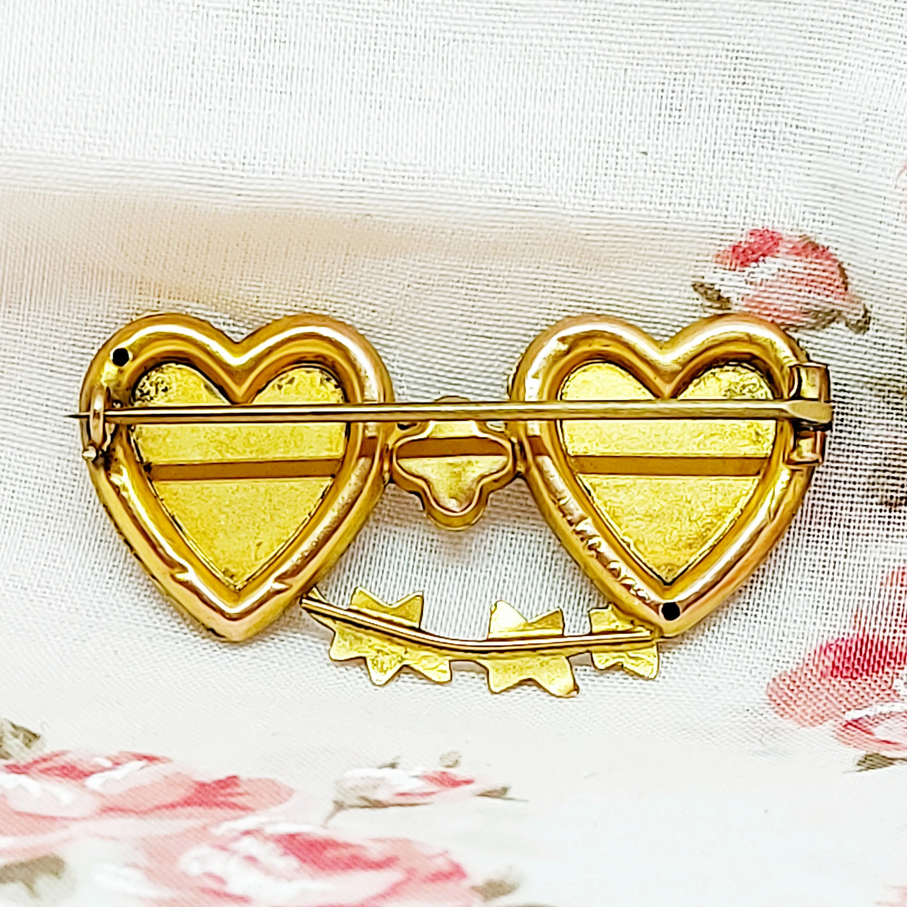 9ct Gold Victorian 'Mizpah' Love Brooch - Two Hearts Joined
