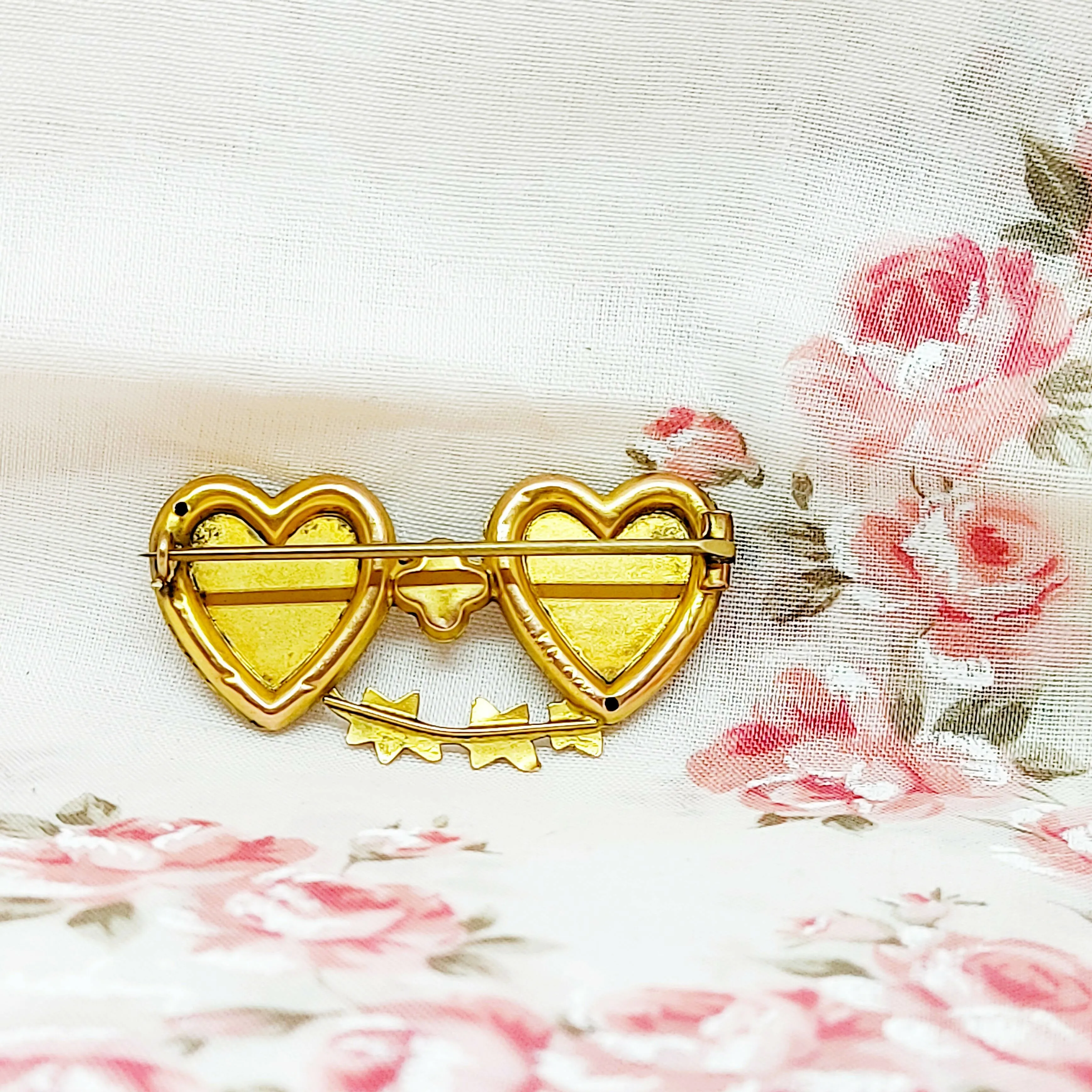 9ct Gold Victorian 'Mizpah' Love Brooch - Two Hearts Joined