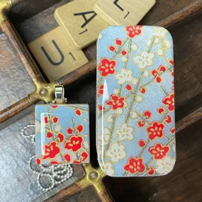 A Scrabble Tile Pendant and Teeny Tiny Tin Sky Blue Blossom