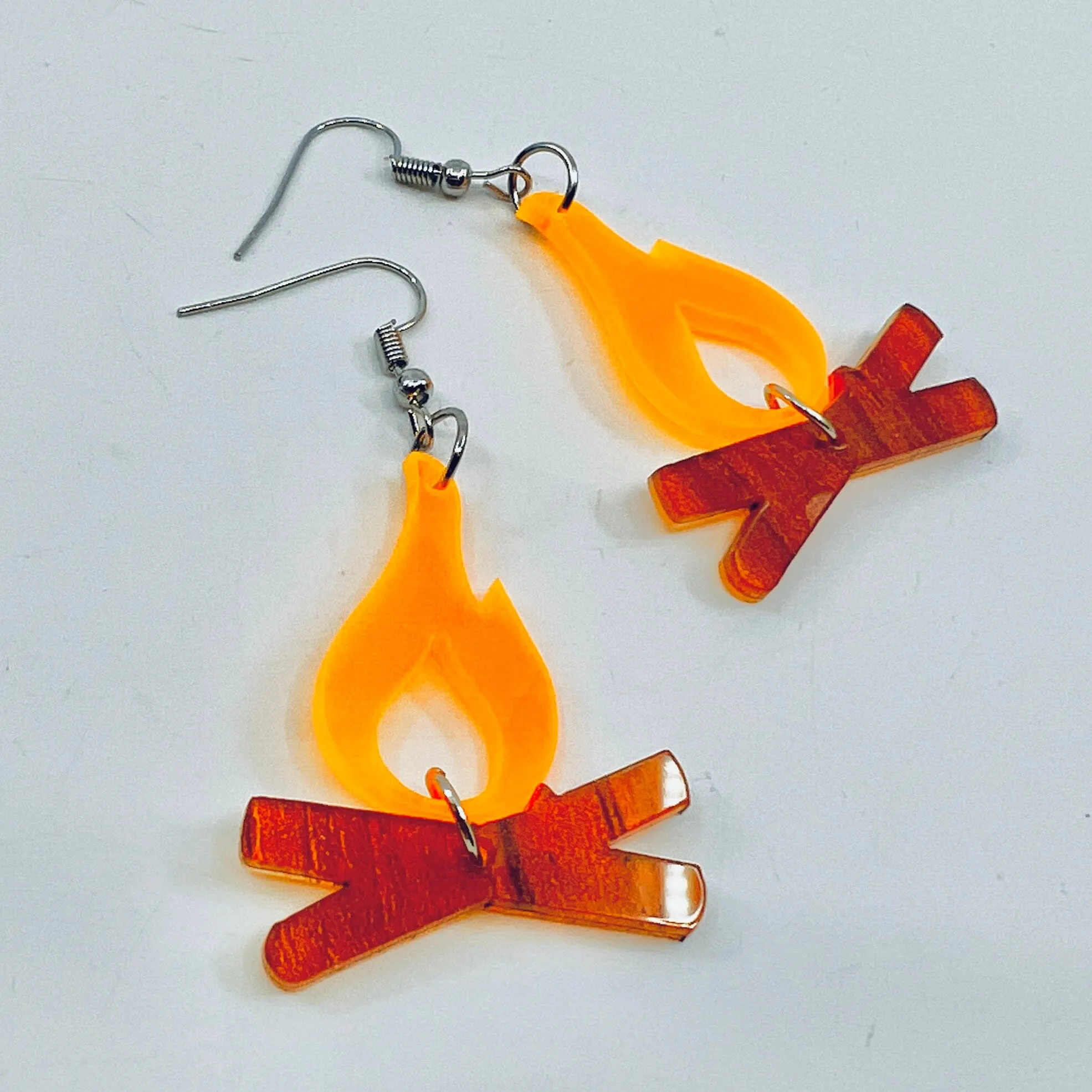 Acrylic Earrings, Camp Fire