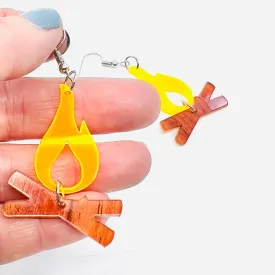 Acrylic Earrings, Camp Fire