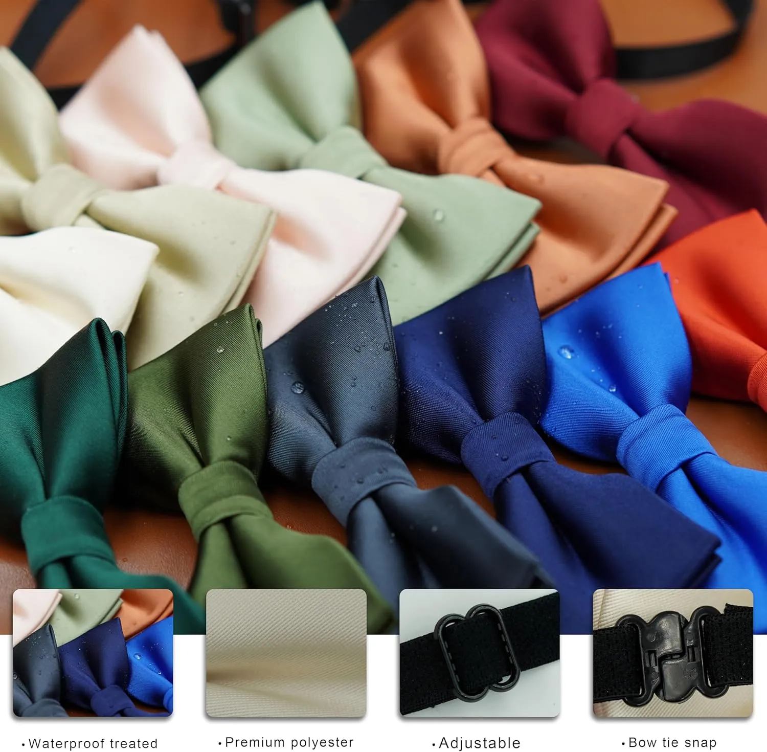 Adjustable Baby Boy Suspenders and Bow Tie, Pre-tied Kids Bowtie and Elastic Suspenders with 4 Strong Metal Clips
