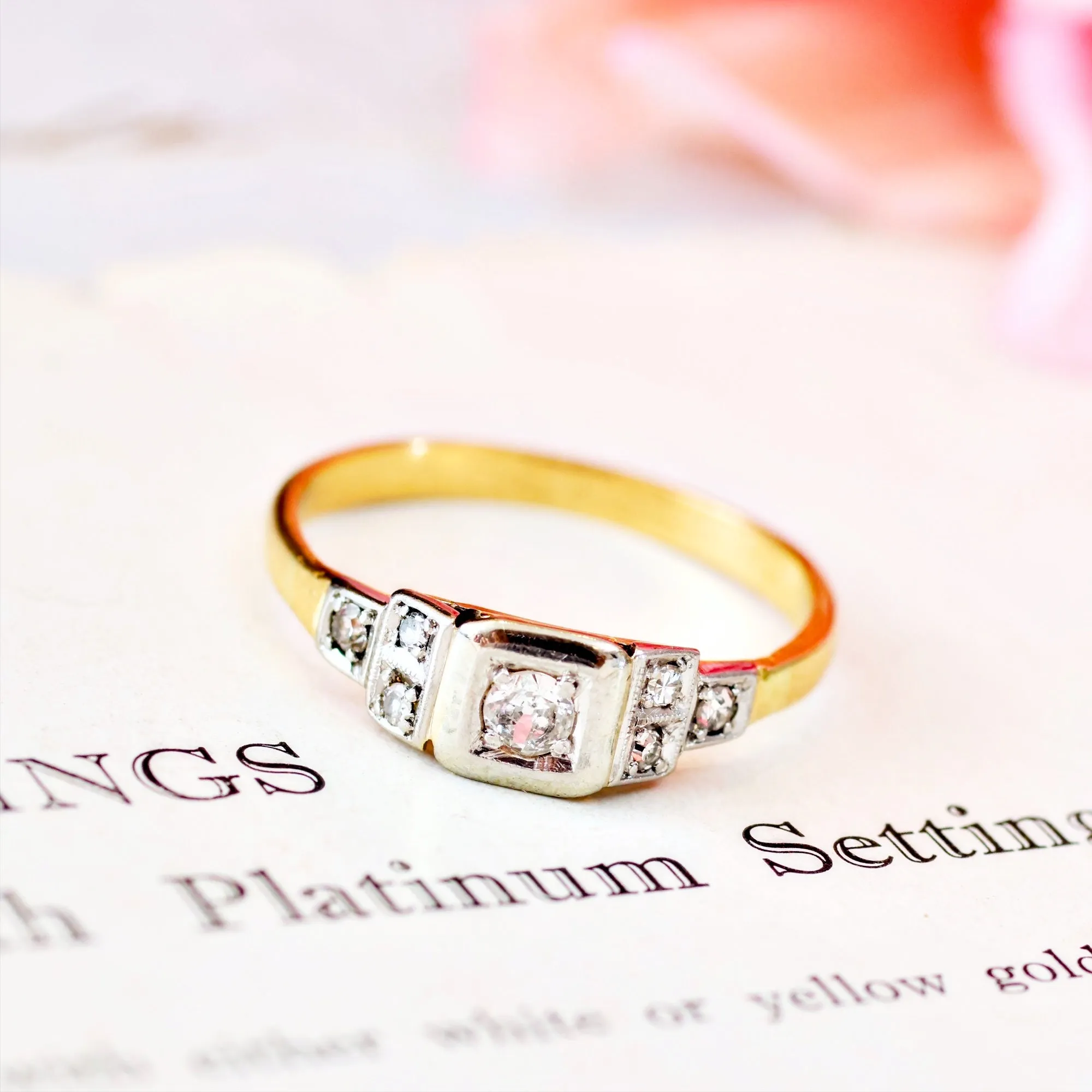 Adorable Vintage Art Deco Diamond Engagement Ring