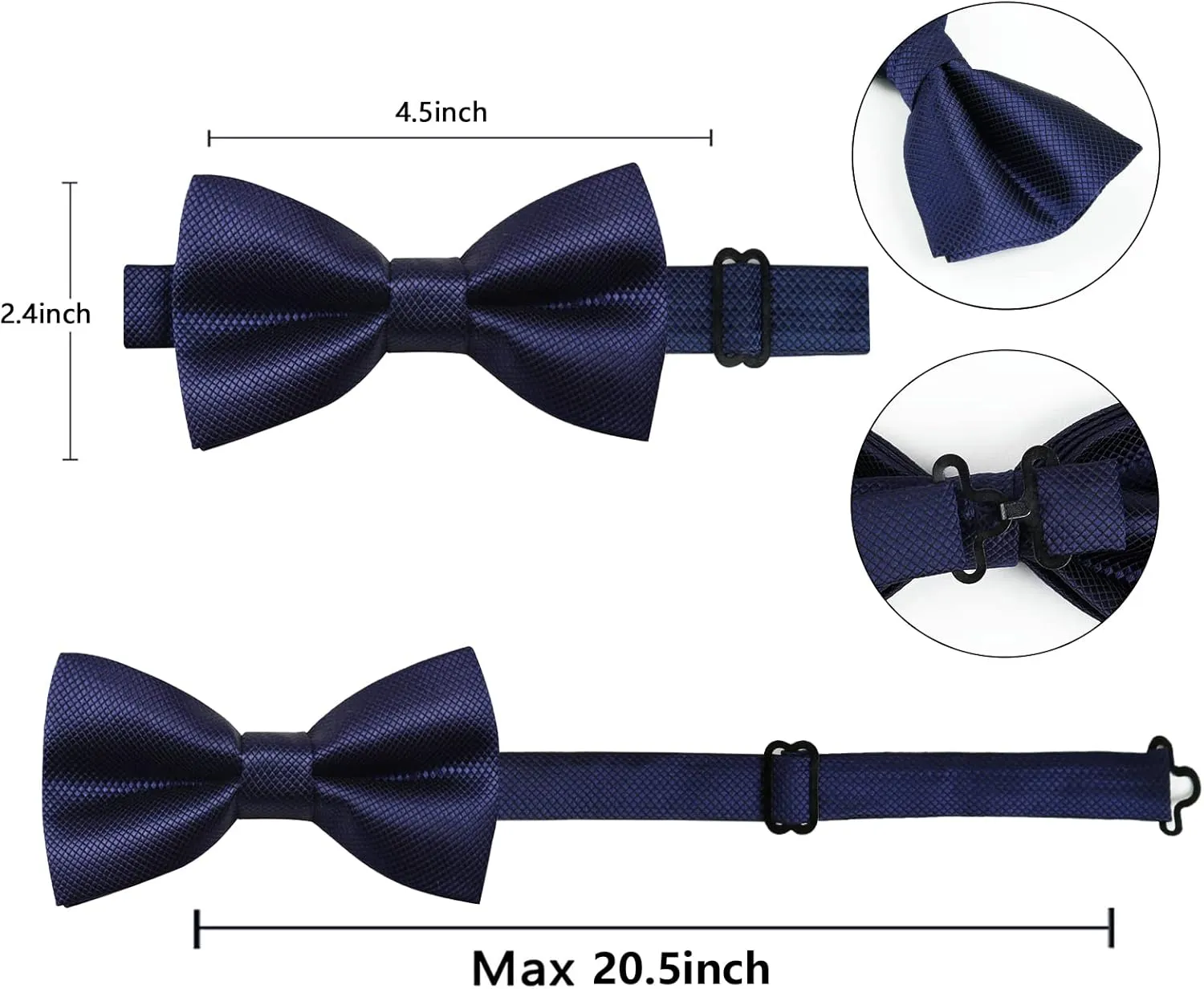 Alizeal Mens Solid Color Mini Squares Formal Banded Pre-tied Bow Ties, Pocket Square, Cufflinks Set Wedding Party Business