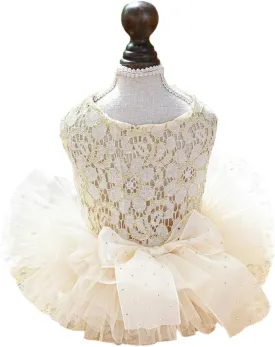 ANIAC Small Dog Dresses,Girl Puppy Princess Tutu Dress with Bow Knot,Cat Outfit,Chihuahua Yorkie Clothes for Birthday Wedding (Small, GL)