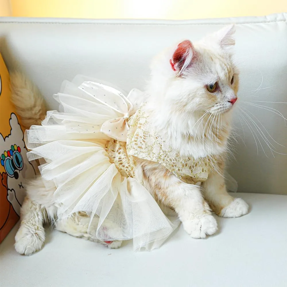 ANIAC Small Dog Dresses,Girl Puppy Princess Tutu Dress with Bow Knot,Cat Outfit,Chihuahua Yorkie Clothes for Birthday Wedding (Small, GL)