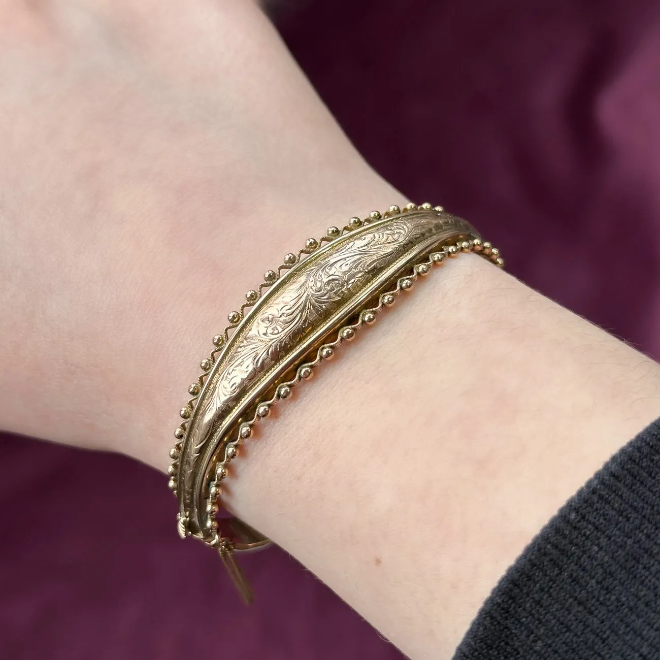 Antique Edwardian Bangle 9ct Gold Dated 1914