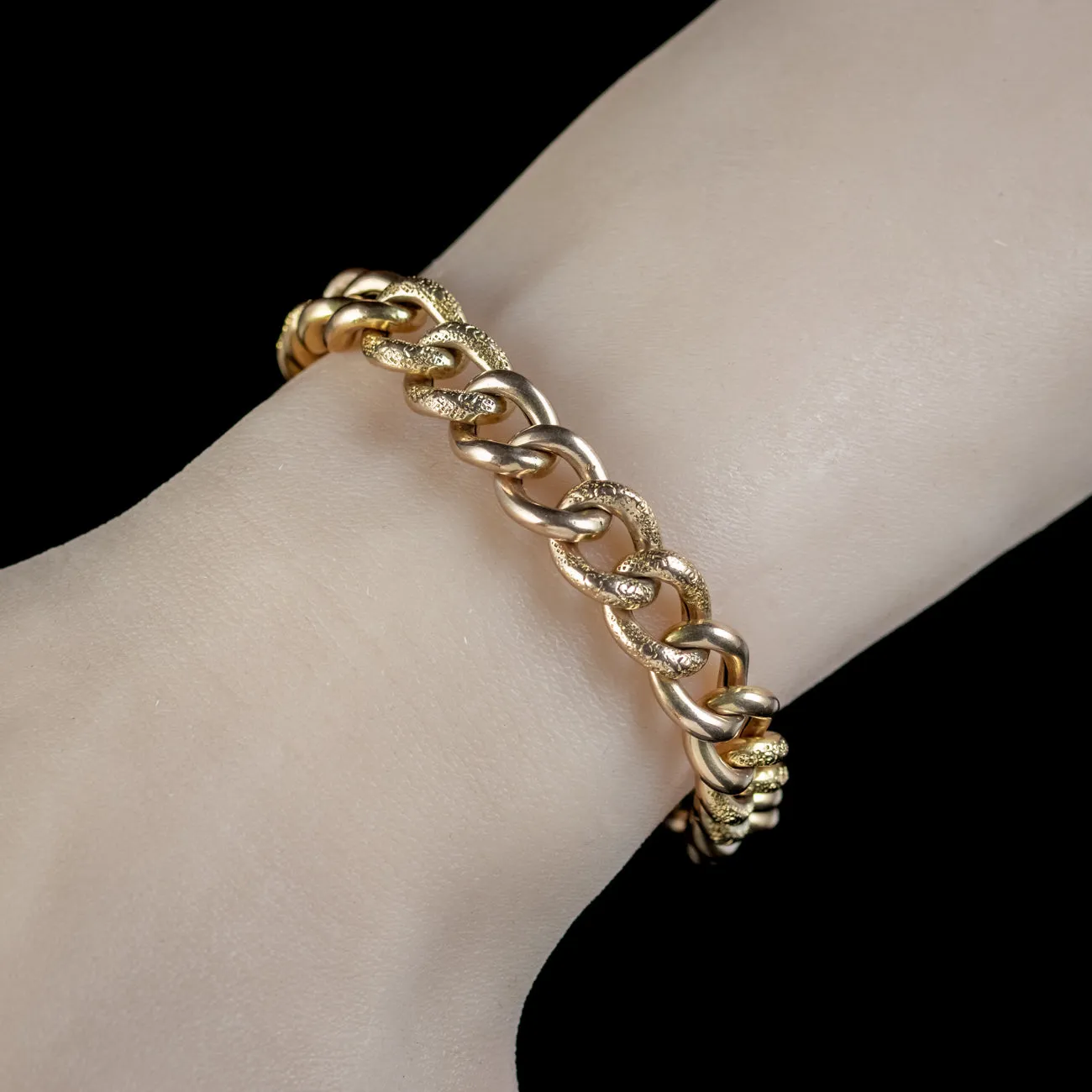Antique Edwardian Curb Bracelet Heart Padlock Circa 1907
