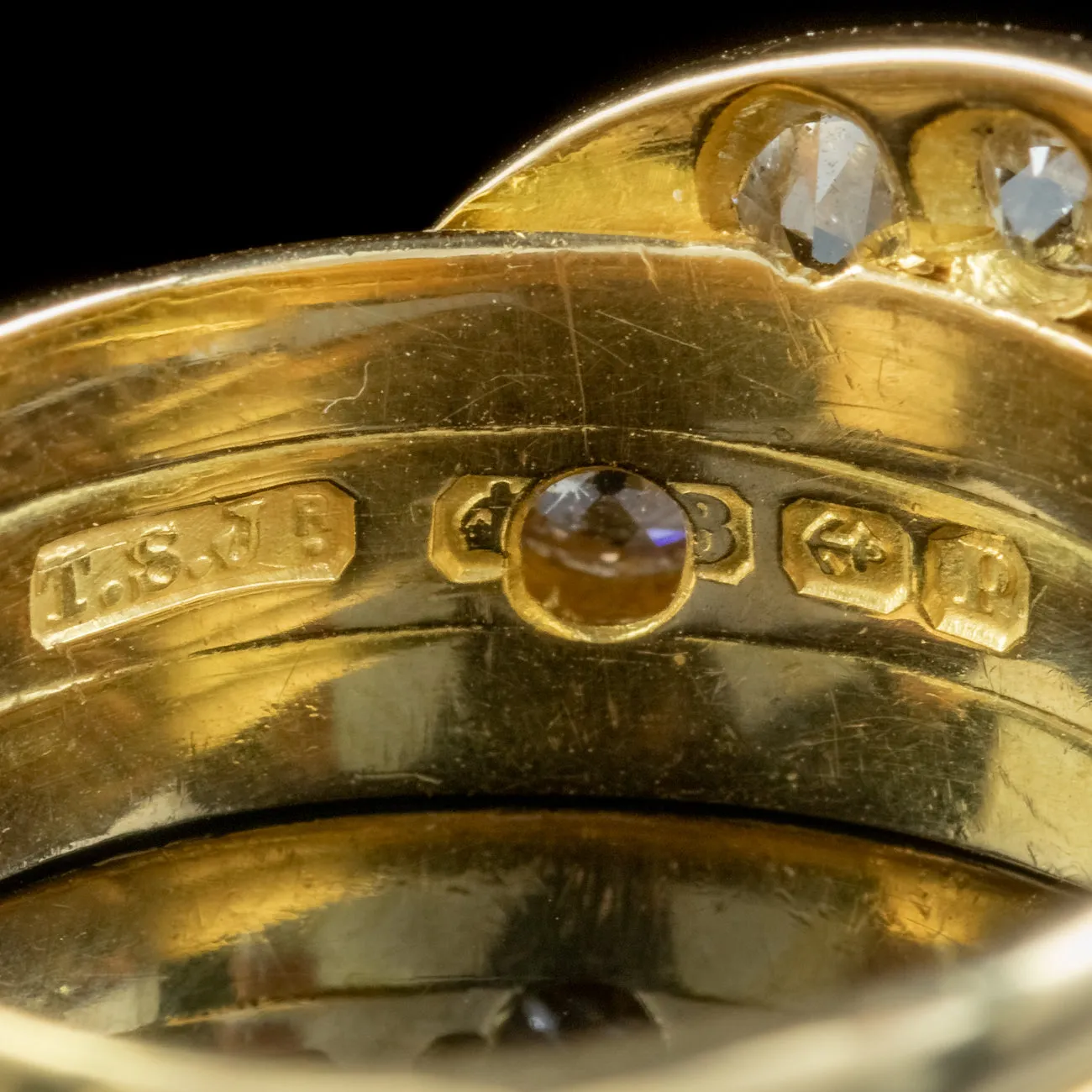 Antique Edwardian Diamond Snake Ring Dated 1914
