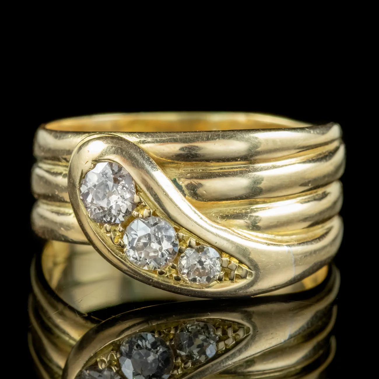 Antique Edwardian Diamond Snake Ring Dated 1914