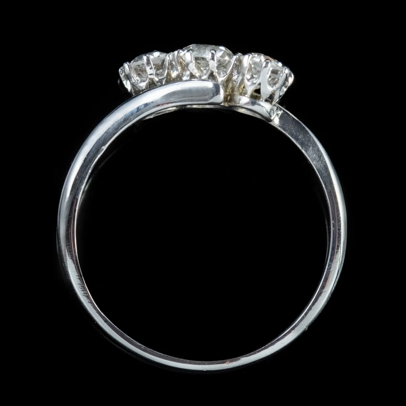 Antique Edwardian Diamond Trilogy Ring 18Ct White Gold Circa 1918